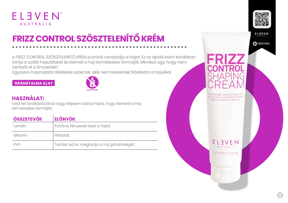 Frizz Control - egyenesítő és szösztelenítő krém 150 ML