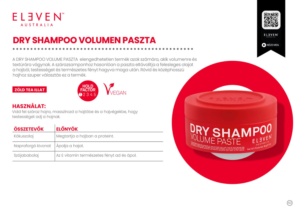 Dry Shampoo - krém-szárazsampon, volumennövelő porral  85 gr piros